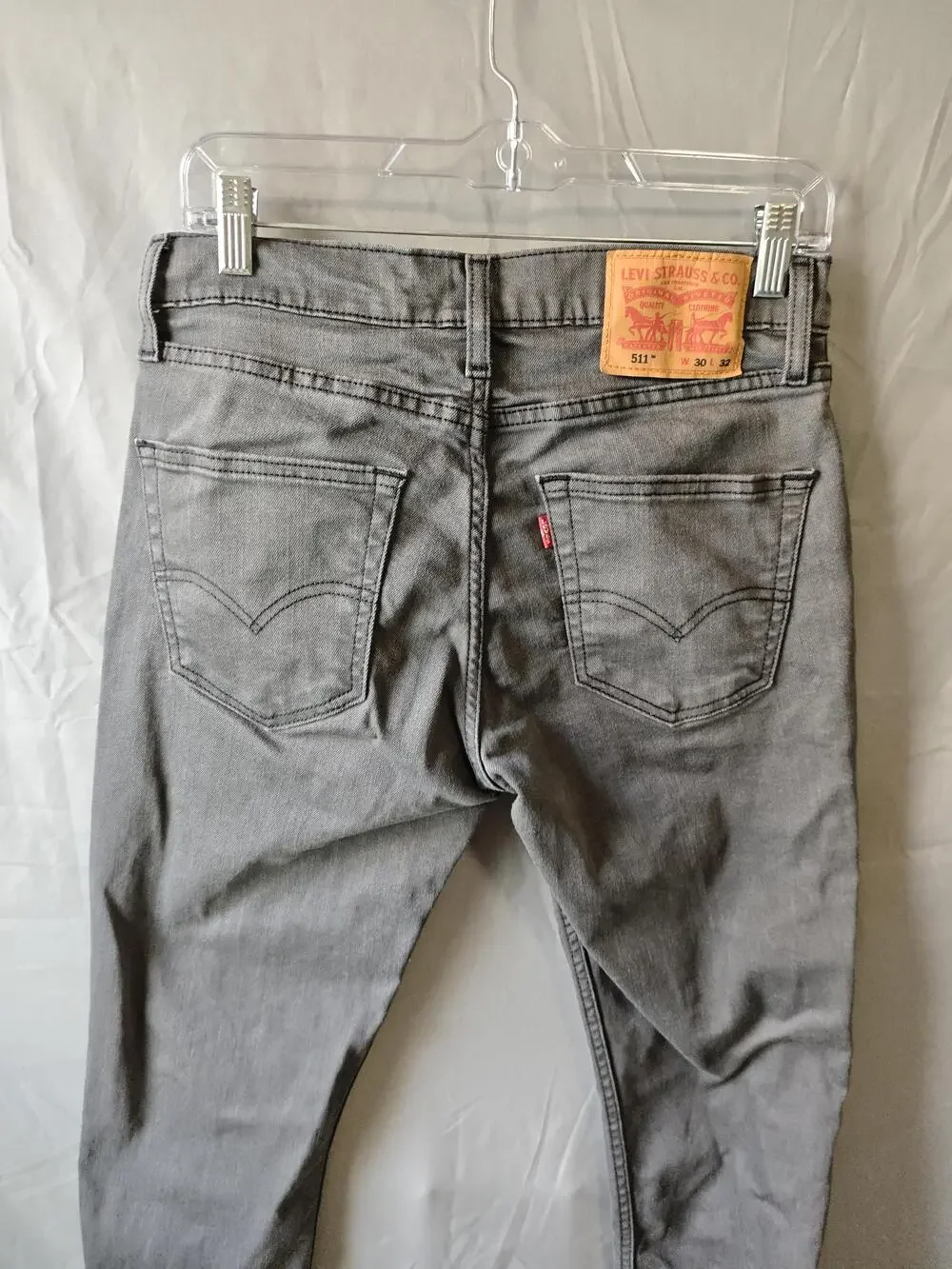 Levis 511 Jeans Mens 30x32 Gray Slim Fit Stretch Tapered Denim Pants Casual